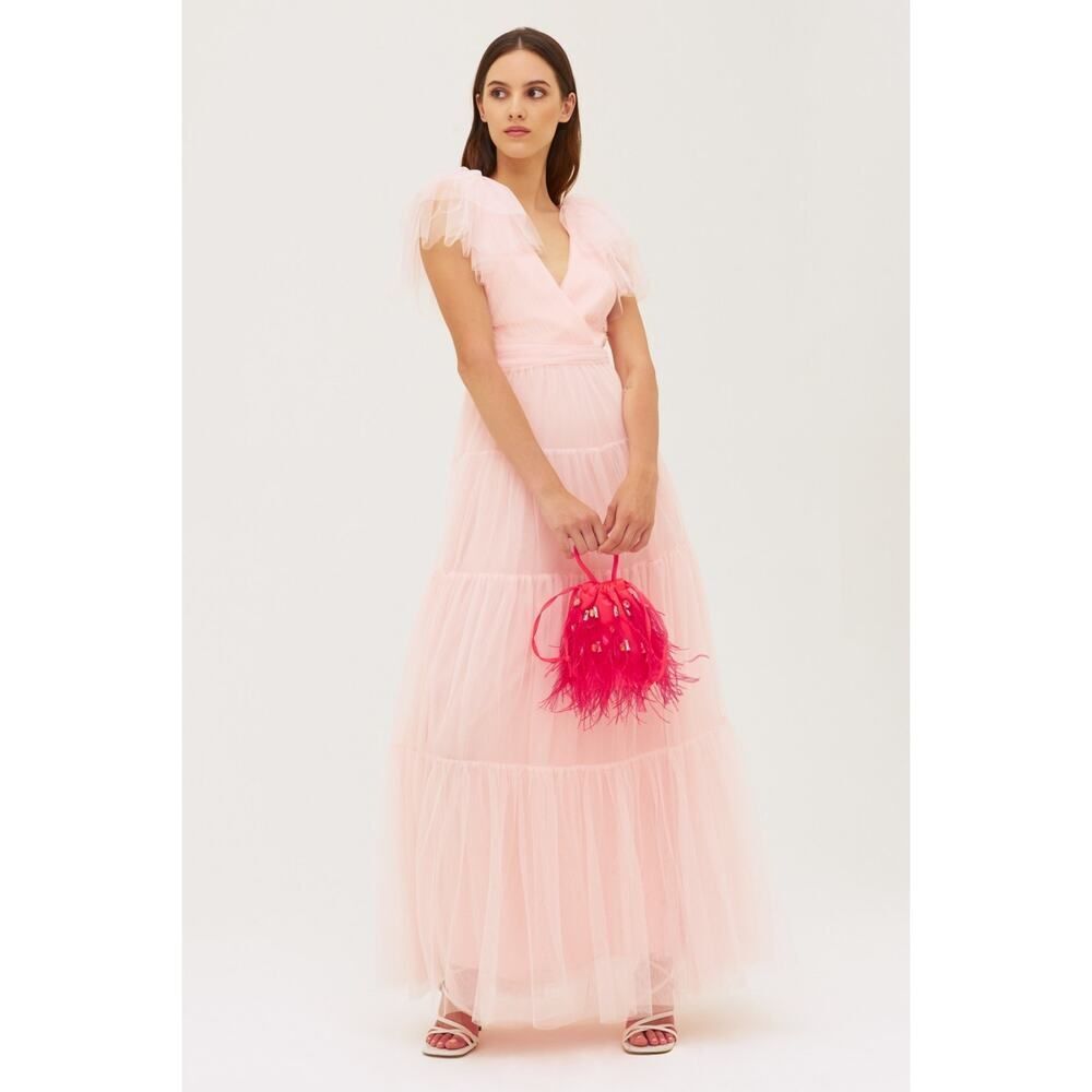 ML - Monique Lhuillier Abito dress in tulle rosa US12